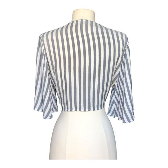 American Eagle Outfitters Tie Front Stripe Crop Top Women's Large - Picture 5 of 14